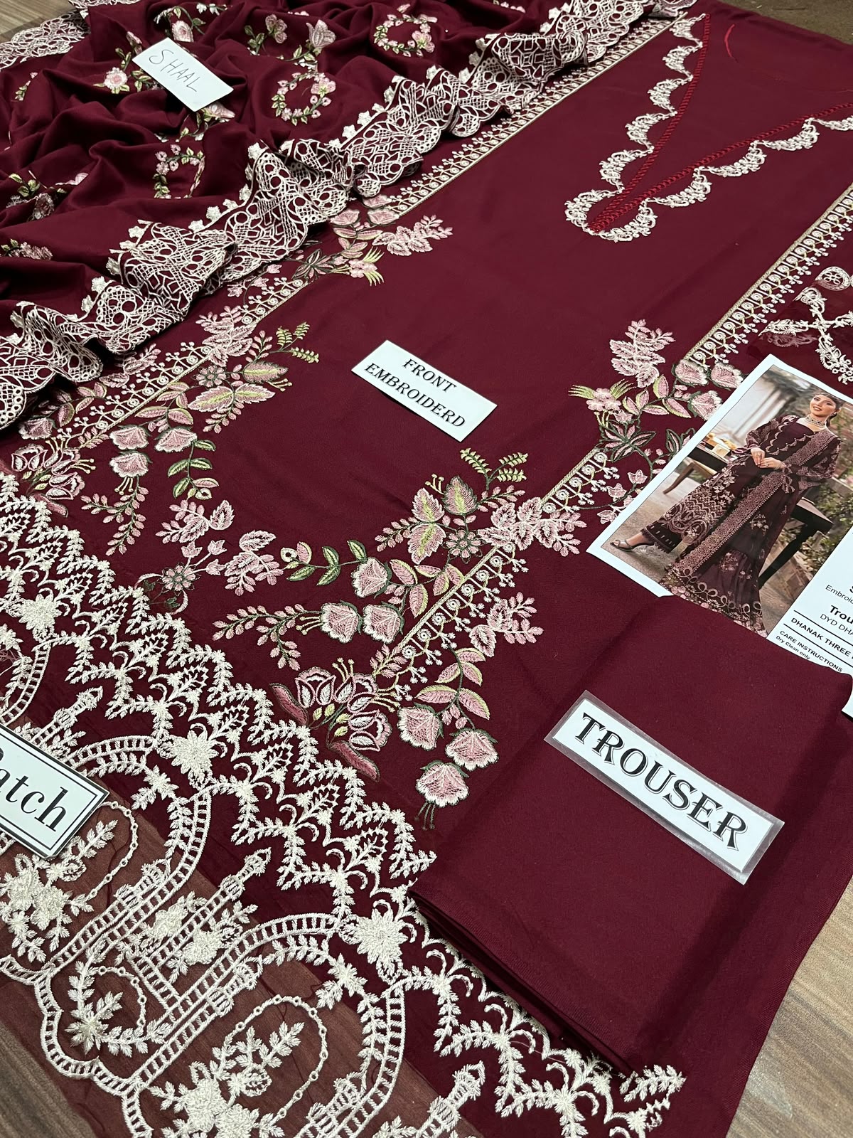 3-Piece Premium Embroidered Dhanak Suit AL-811M