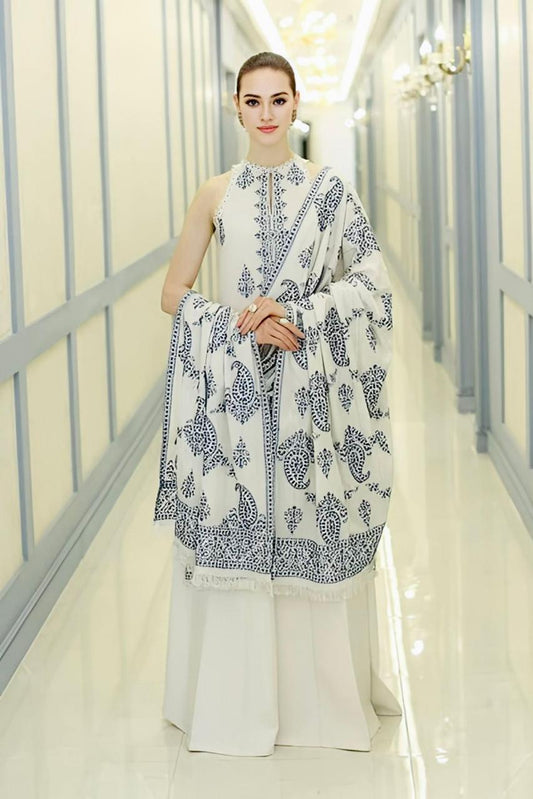 Emb 3PC Lawn Unstitched Summer Dress With Emb Chiffon Dupatta - AL-1113W