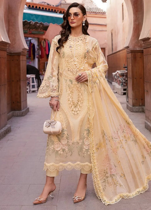 3 Piece - Embroidered Lawn Suit With Printed Chiffon Dupatta AL-803