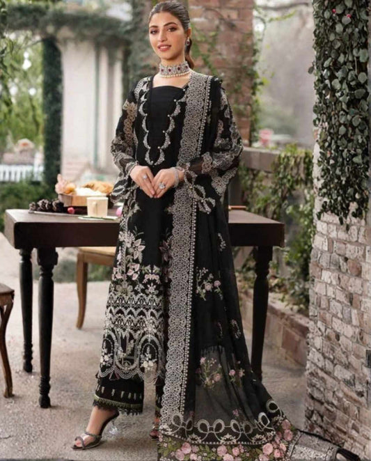 3-Piece Premium Embroidered Dhanak Suit AL-811B