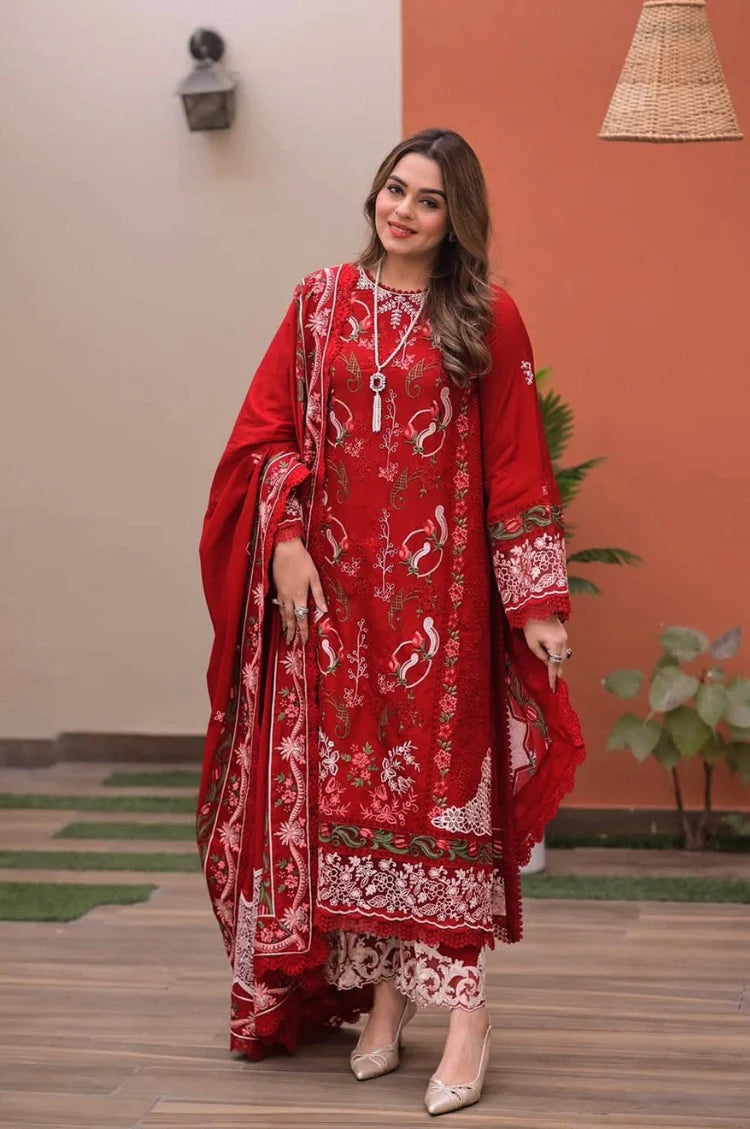 3-Piece Aneela's Premium Embroidered Dhanak Suit AL-813