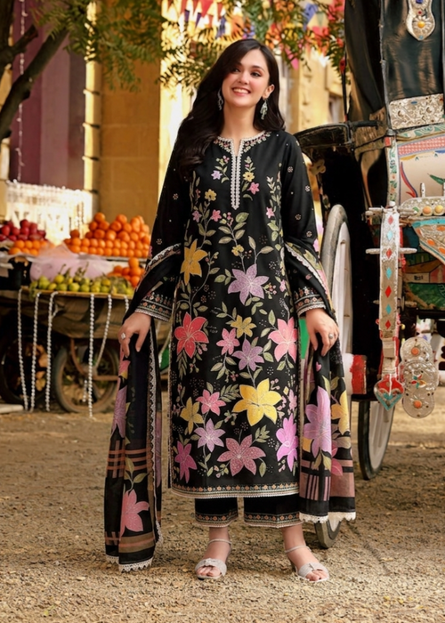 3-Piece Laam Premium Embroidered Dhanak Suit AL-829