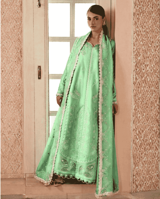 3-Piece Embroidered Dhanak Suit With Sequins Winter Fabrics