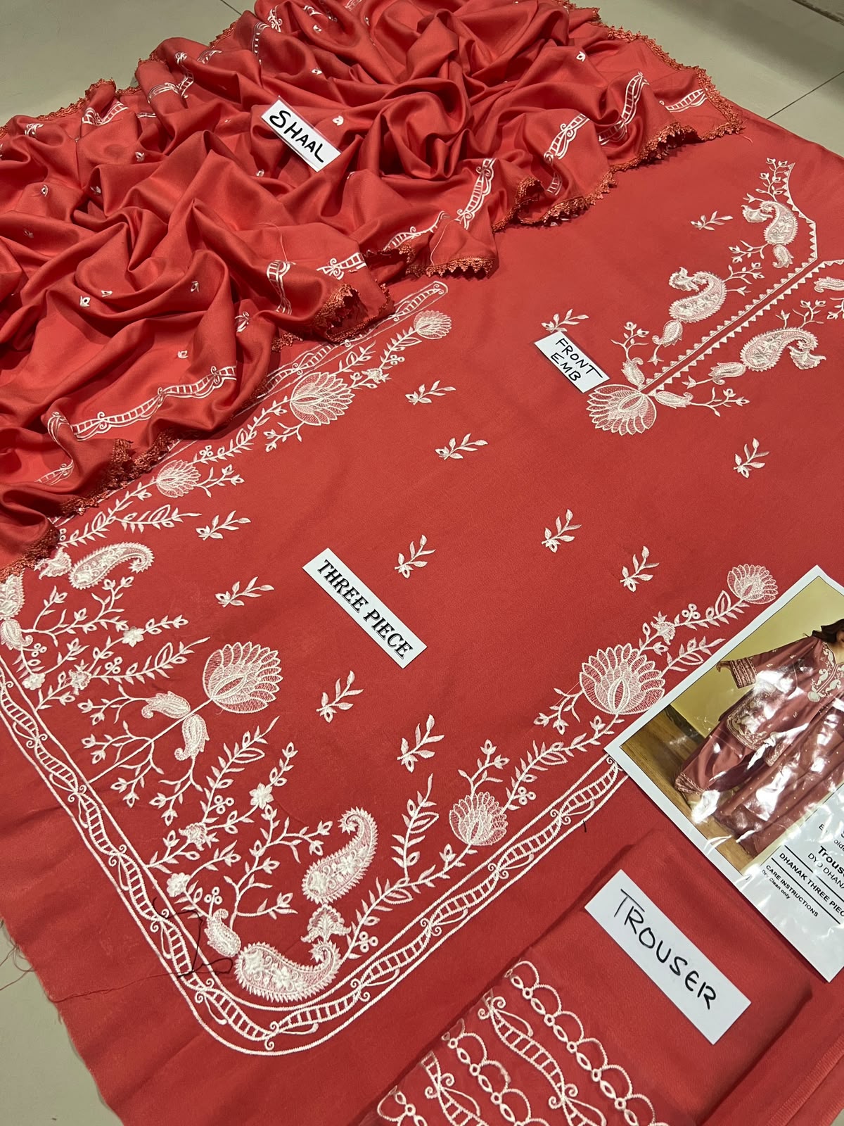 3-Piece Premium Embroidered Dhanak Suit AL-841
