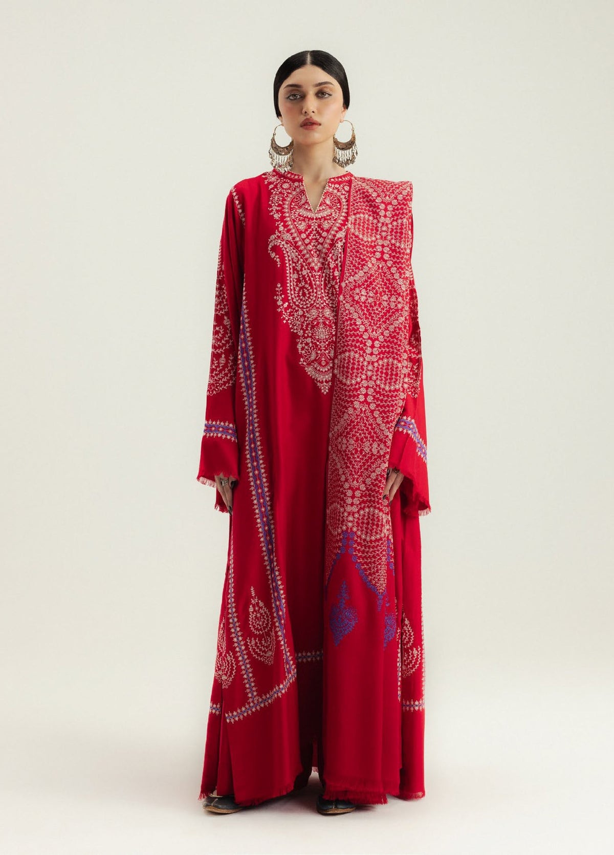 3-Piece Zara Shahjahan Premium Embroidered Dhanak Suit AL-850a