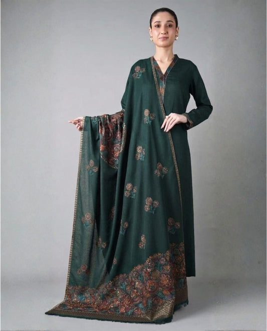 3-Piece Laam Inspired Premium Embroidered Dhanak Suit AL-854