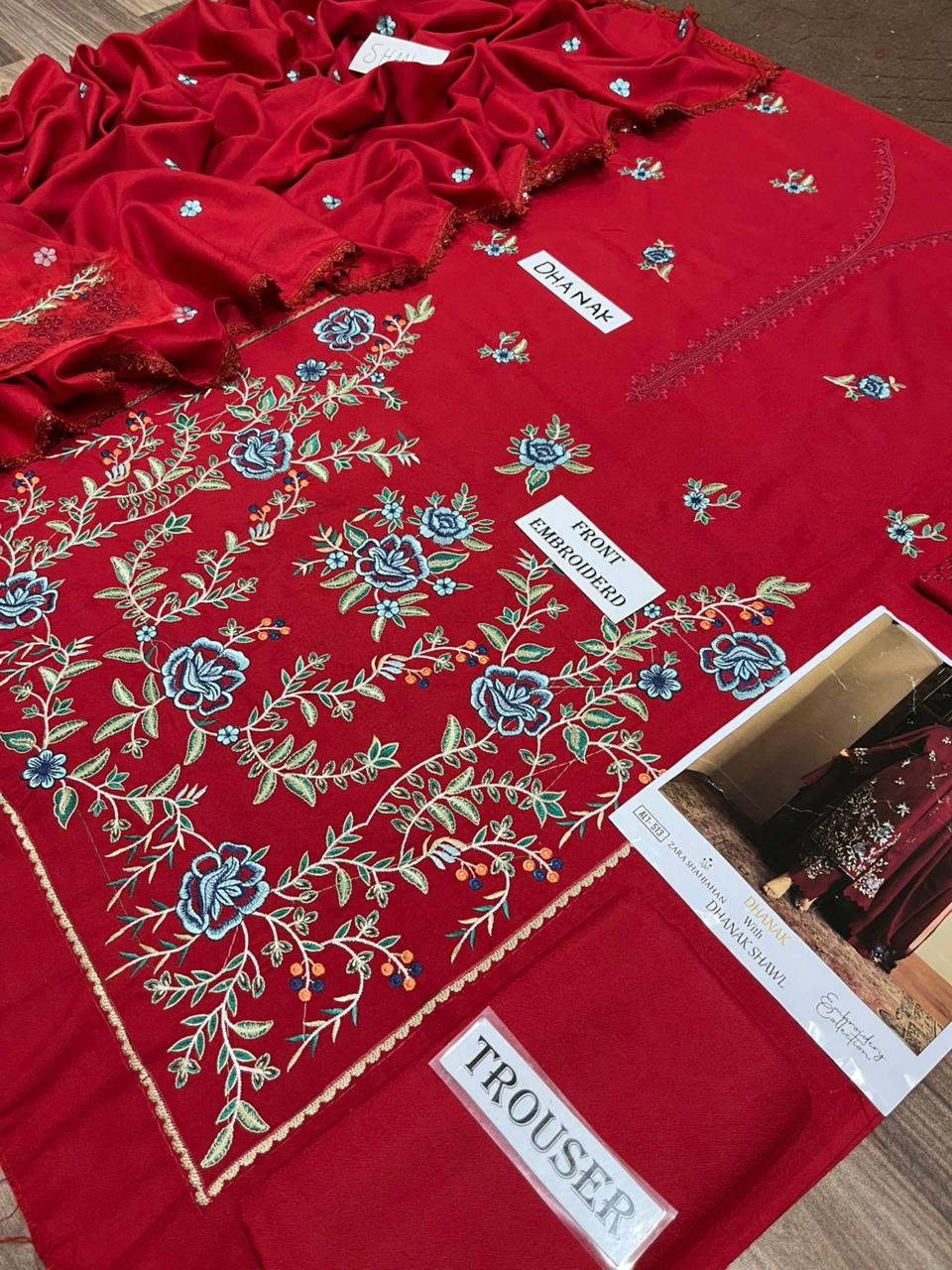 3-Piece Zara ShahJahan Premium Embroidered Dhanak Suit AL1-513