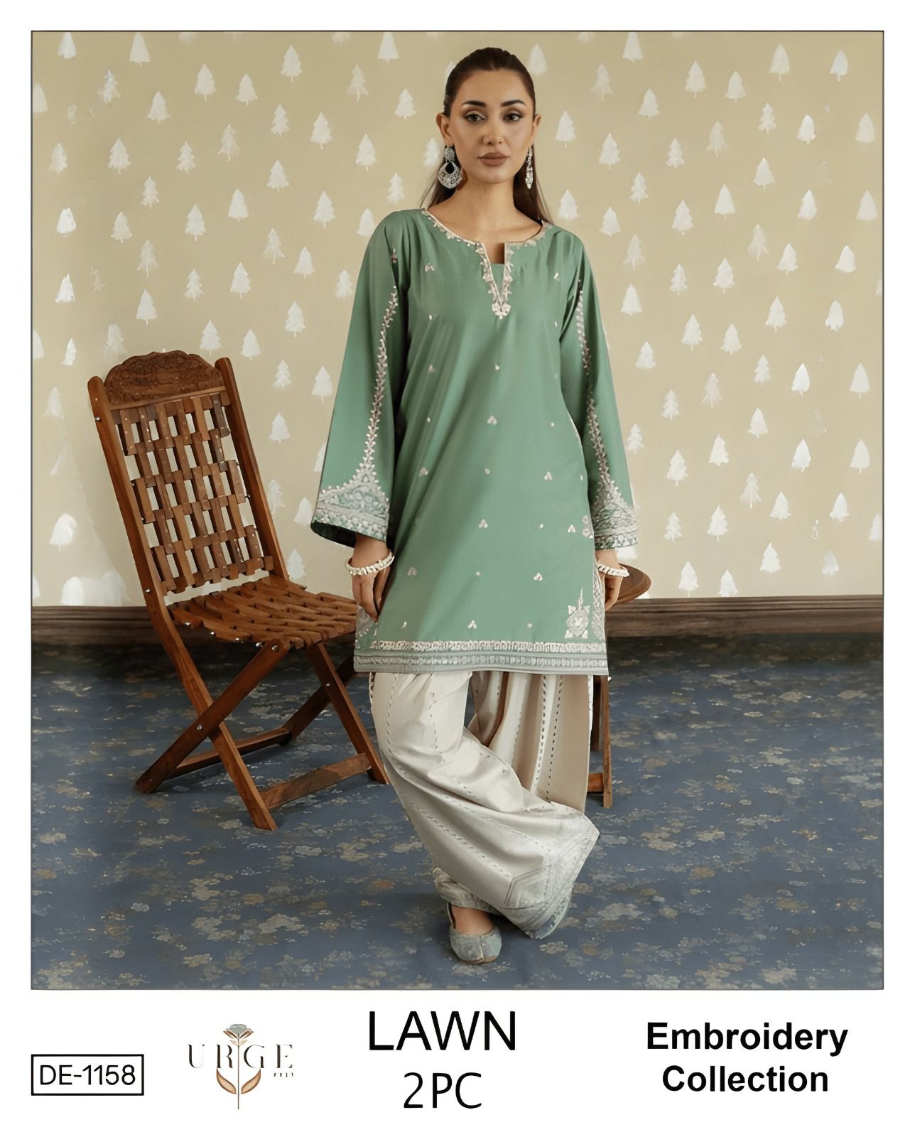 Embroidered 2Pc Lawn Unstitched Summer Dress - DE-1158