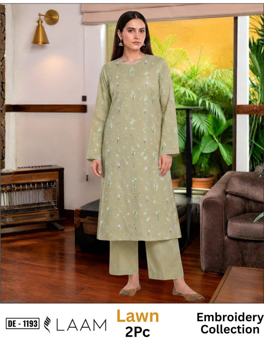 Embroidered 2Pc Lawn Unstitched Summer Dress - DE-1193S