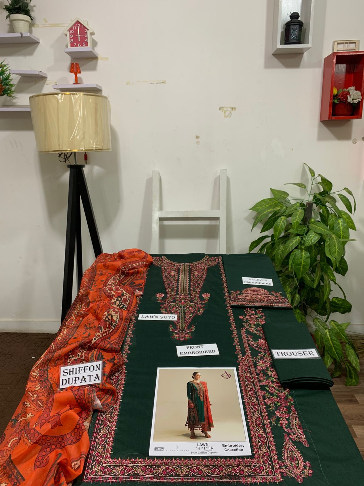 Emb 3PC Lawn Summer Dress With Silk Printed Dupatta - DE-527