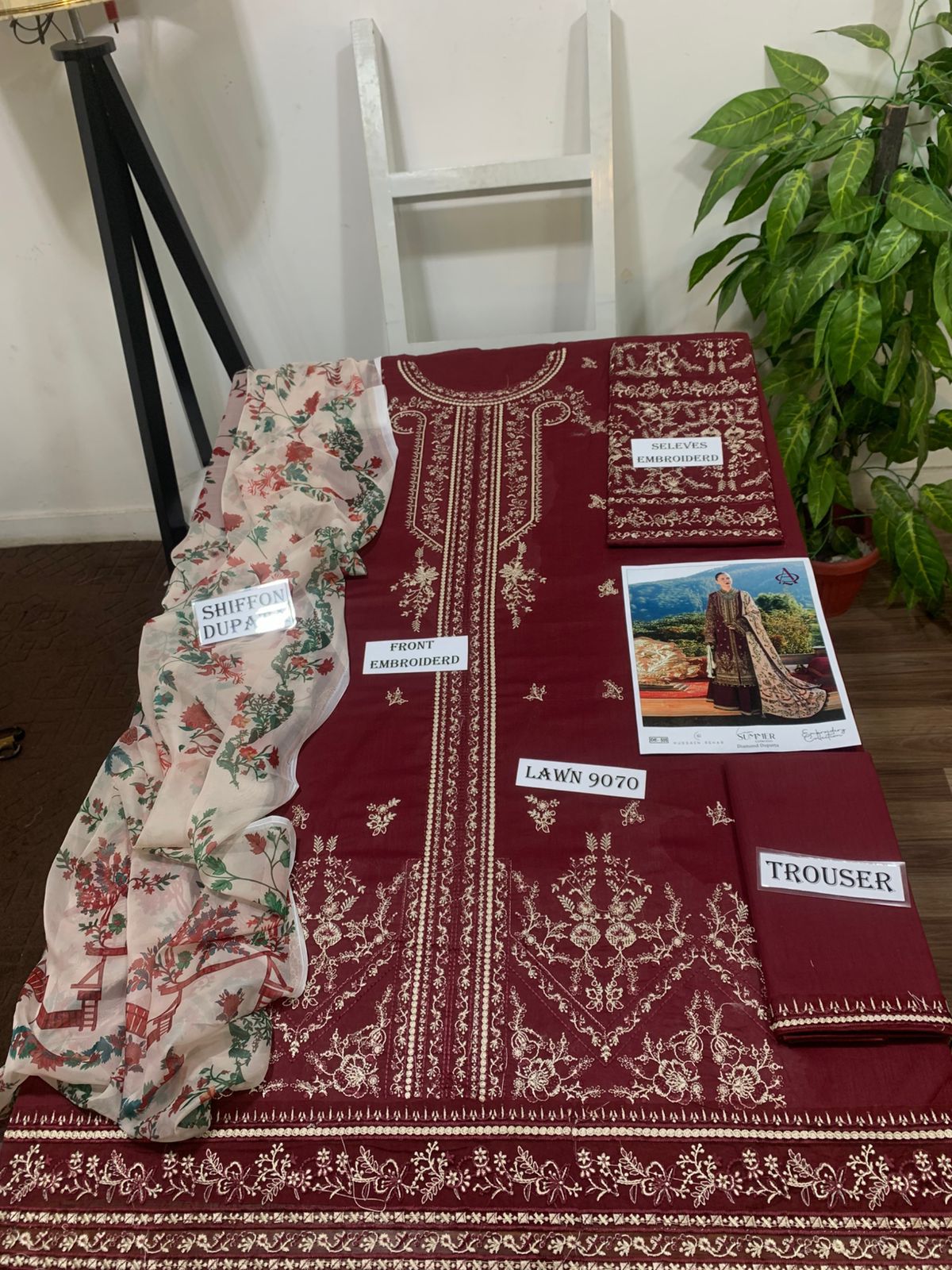 Emb 3PC Lawn Summer Dress With Silk Printed Dupatta - AL-809