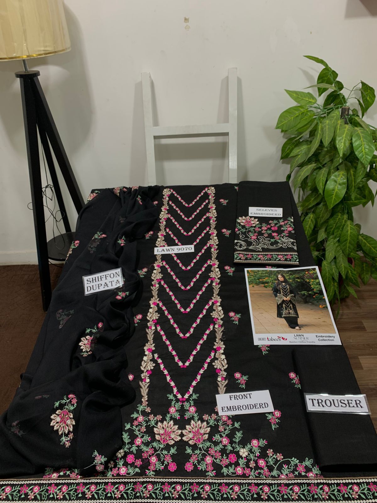 Emb 3PC Lawn Summer Dress With Chiffon Emb Dupatta - DE-551